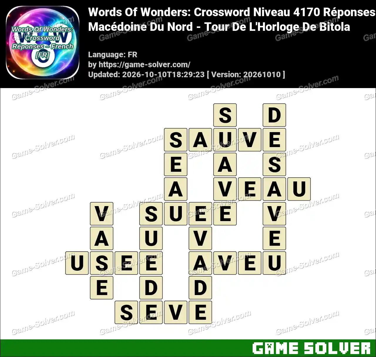 Words Of Wonders: Crossword Niveau 4170 Réponses – Macédoine Du Nord – Tour De L’Horloge De Bitola